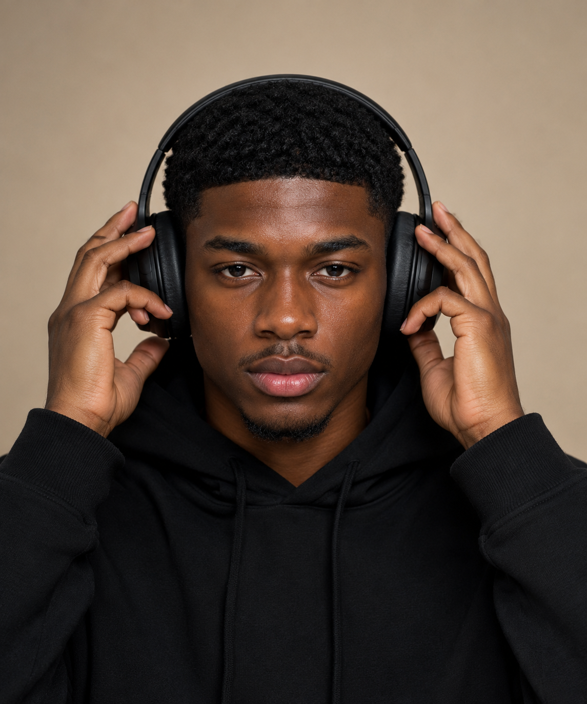 Creator wearing headphones